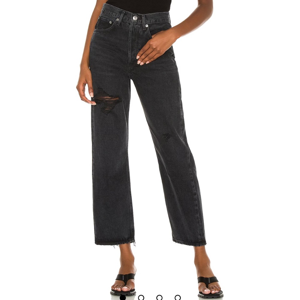 AGOLDE 90s‎ crop distressed denim in shutter.